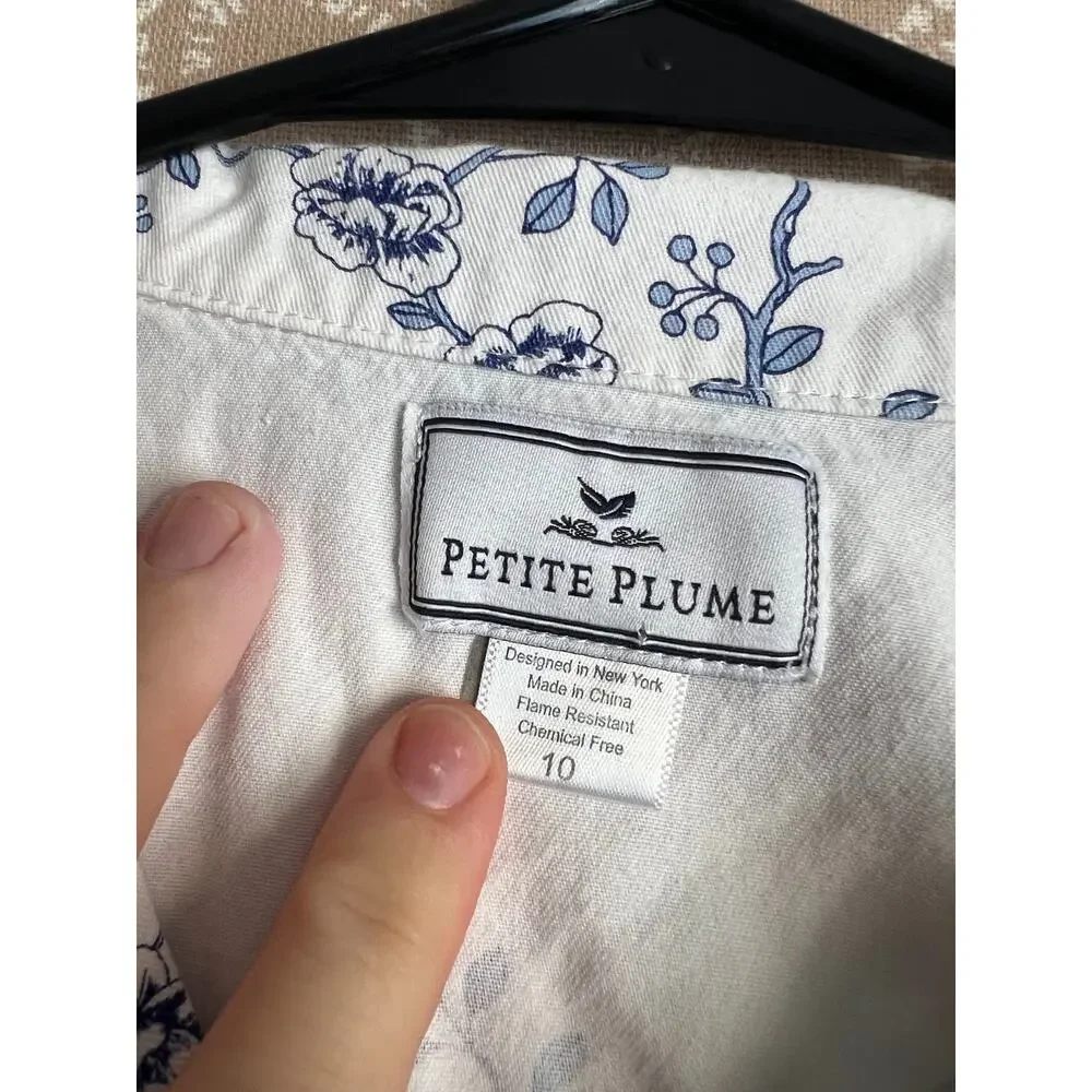 Petite Plume Classic Short Set Kids Timeless Toile Blue Pajamas Size 10